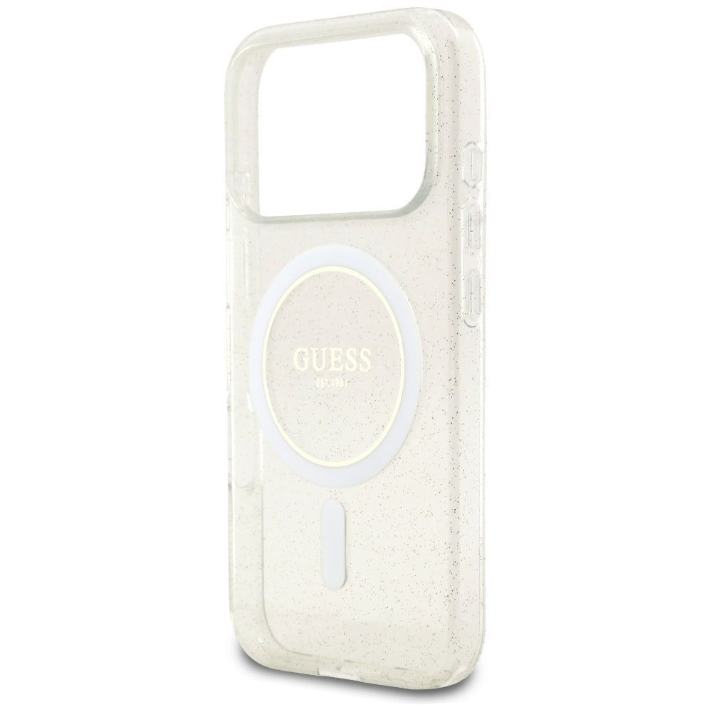 Husă Guess IML Glitter with Pearl Strap MagSafe pentru iPhone 17 Pro Max – transparent — imagine 6