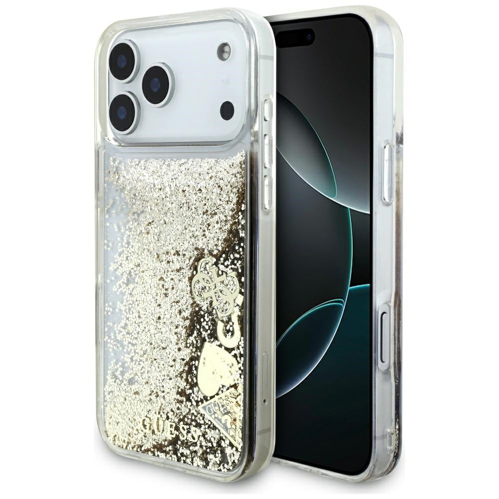 Husă Guess Liquid Glitter Charms pentru iPhone 17 Pro Max – auriu (GUHCP17XGLHFLGO) — imagine 1