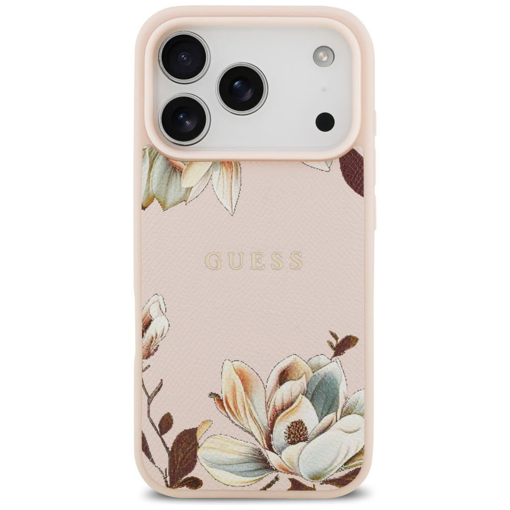 Husă Guess Grained Flowers MagSafe pentru iPhone 17 Pro Max – roz — imagine 2