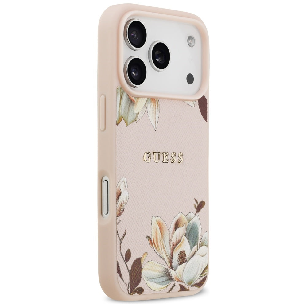Husă Guess Grained Flowers MagSafe pentru iPhone 17 Pro Max – roz — imagine 4