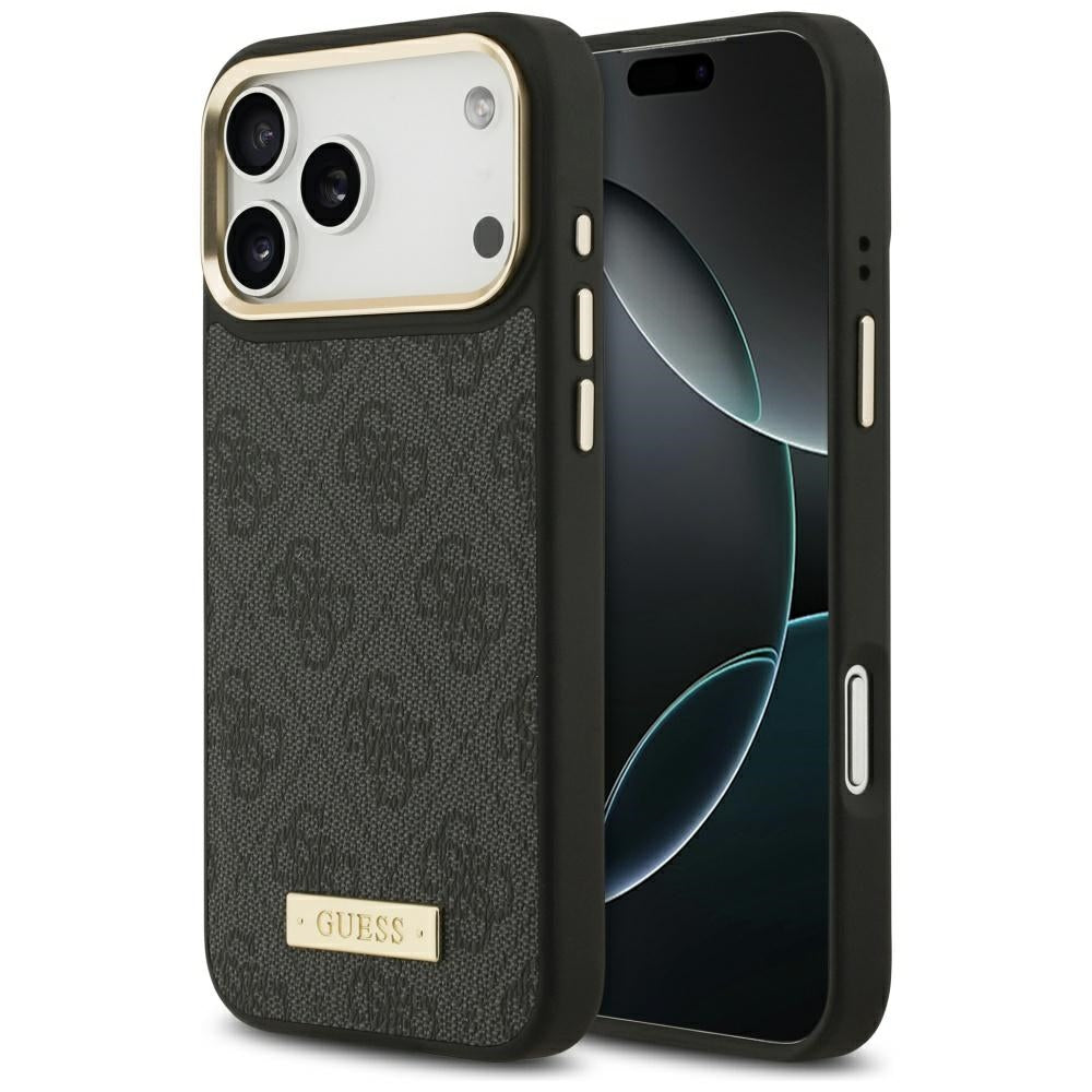 Husă Guess Hardcase 4G Logo Plate MagSafe pentru iPhone 17 Pro Max – negru — imagine 1