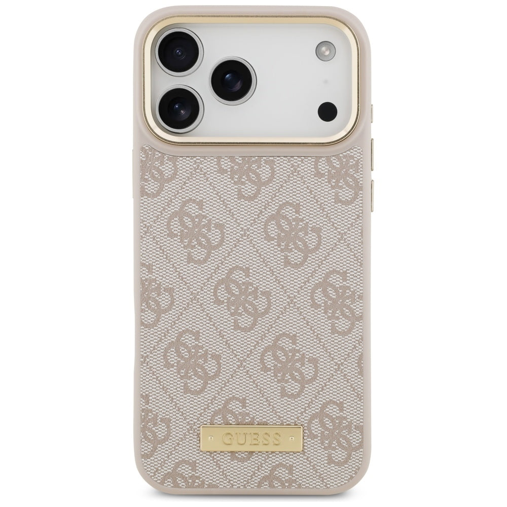 Husă Guess Hardcase 4G Logo Plate MagSafe pentru iPhone 17 Pro Max – roz — imagine 2