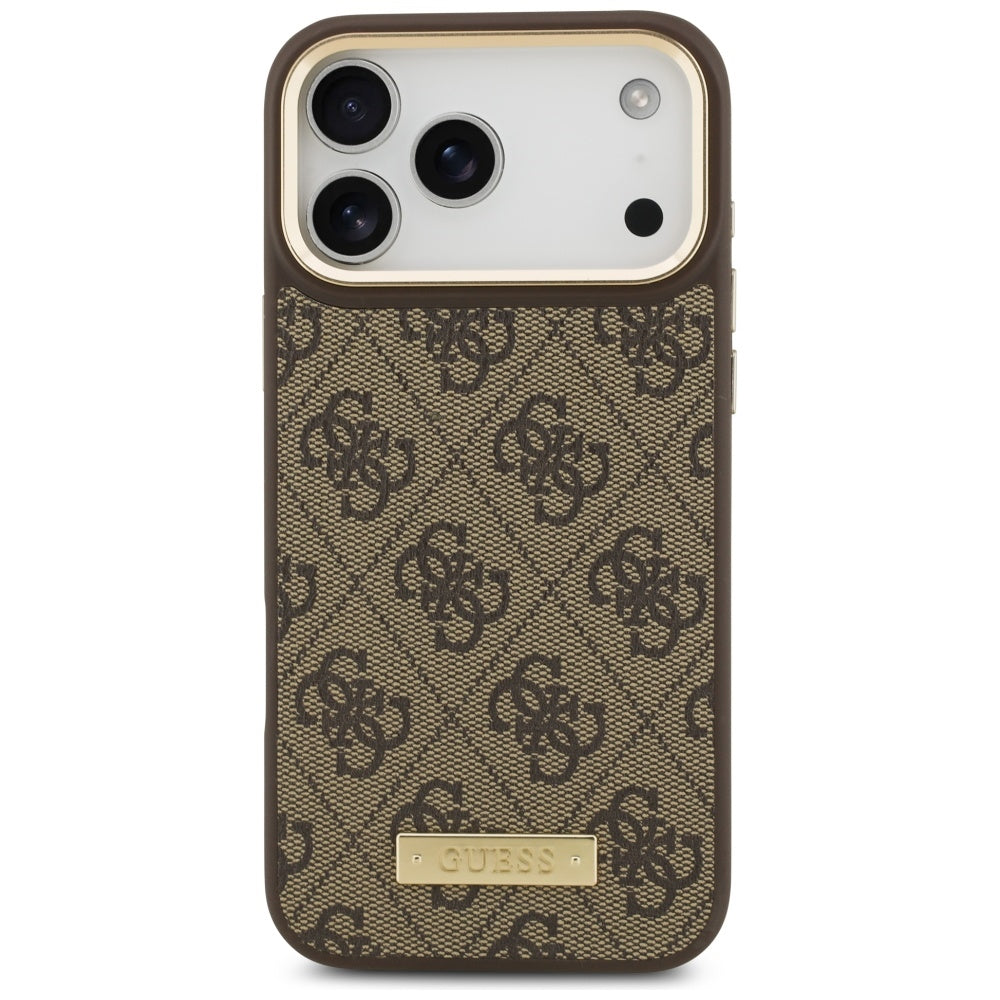 Husă Guess Hardcase 4G Logo Plate MagSafe pentru iPhone 17 Pro Max – maro — imagine 2