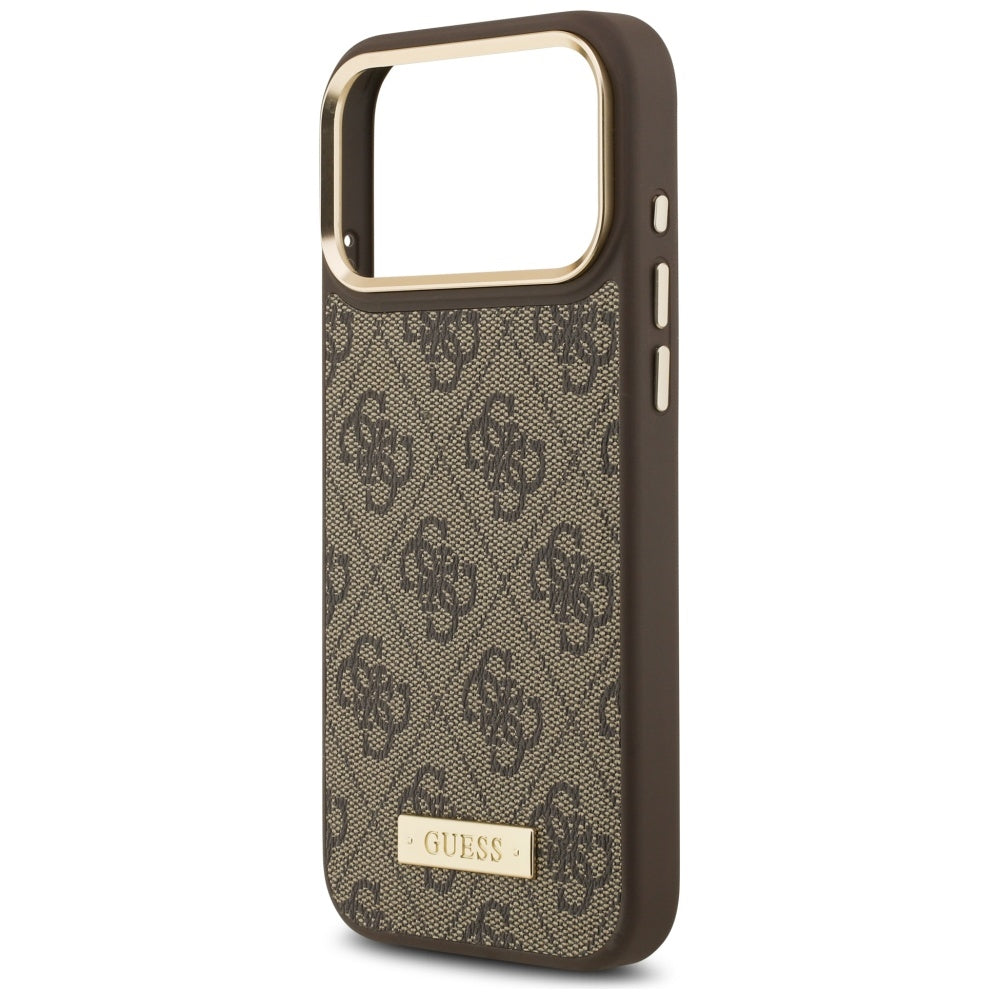 Husă Guess Hardcase 4G Logo Plate MagSafe pentru iPhone 17 Pro Max – maro — imagine 6
