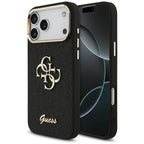 Husă Guess Fixed Glitter Big 4G Metal Frame pentru iPhone 17 Pro Max – negru — imagine 1