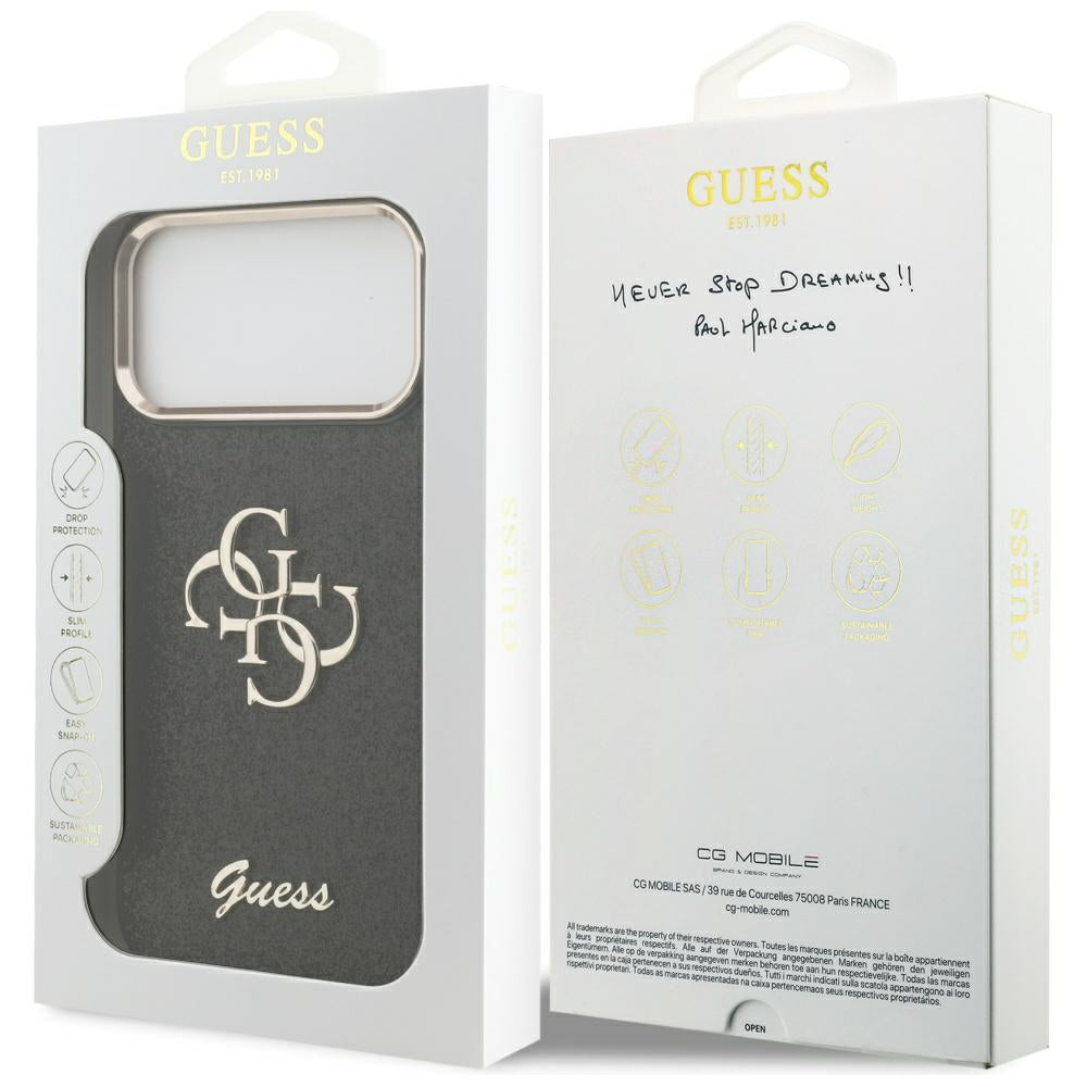 Husă Guess Fixed Glitter Big 4G Metal Frame pentru iPhone 17 Pro Max – negru — imagine 7