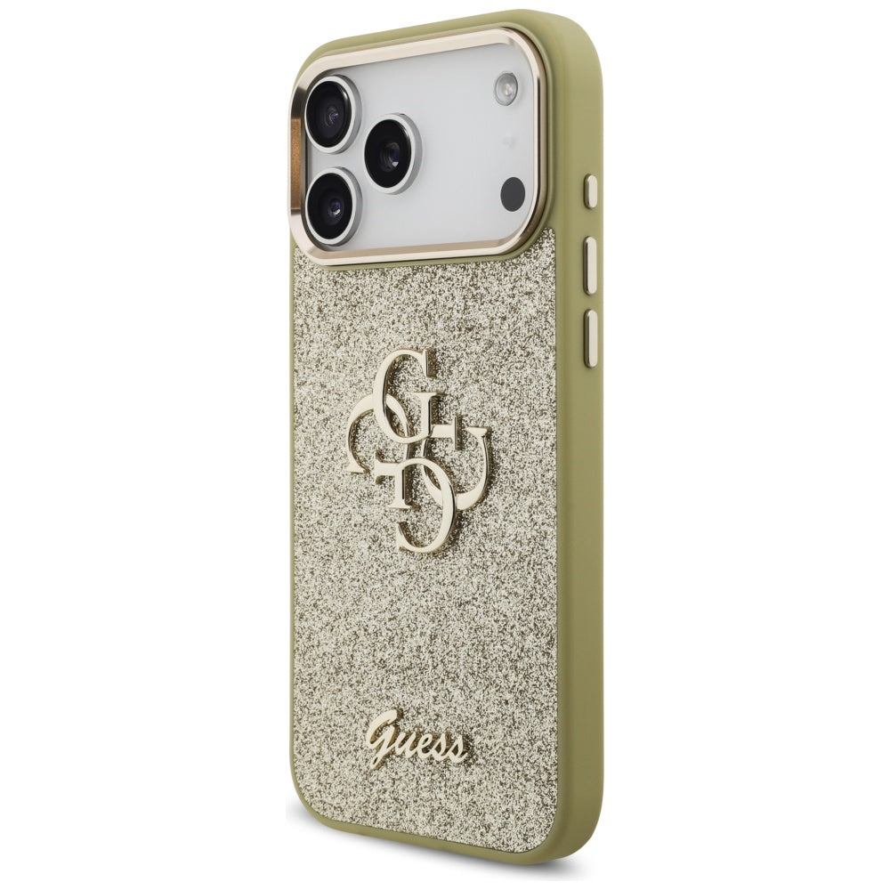 Husă Guess Fixed Glitter Big 4G Metal Frame pentru iPhone 17 Pro Max – auriu — imagine 2