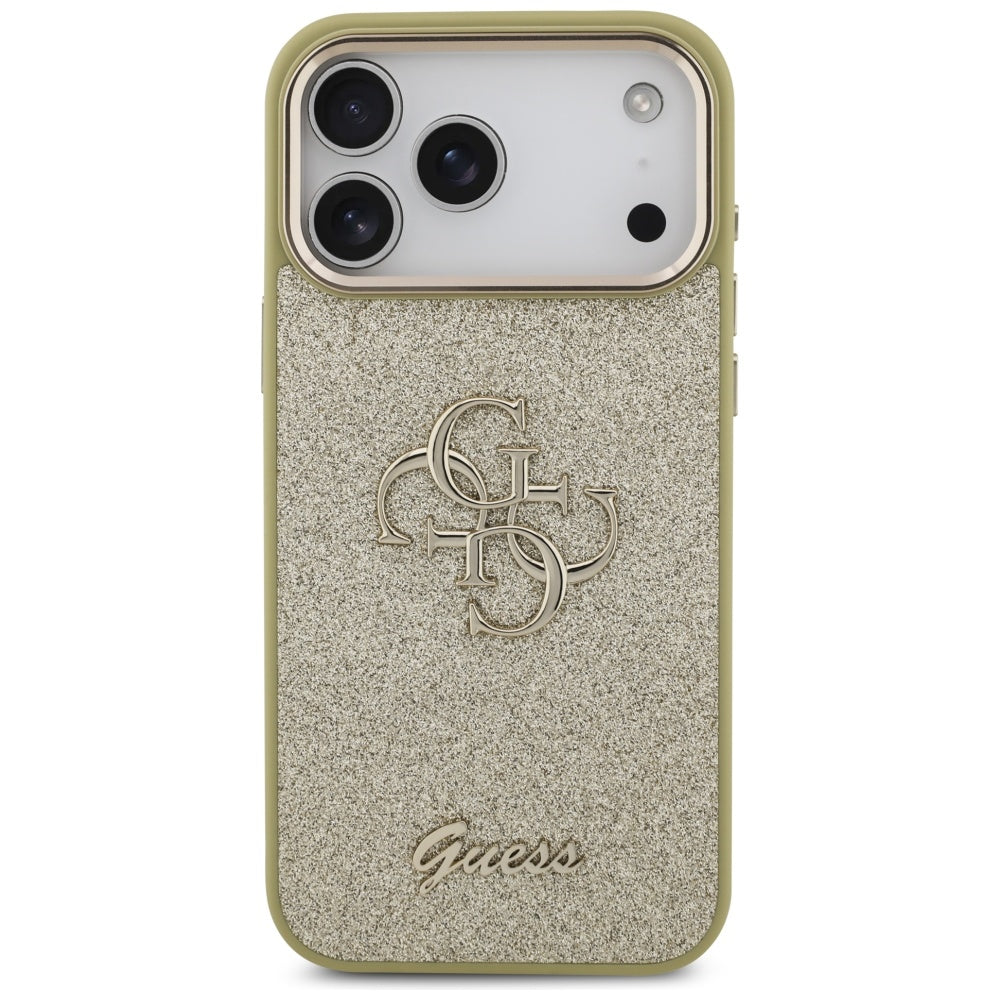Husă Guess Fixed Glitter Big 4G Metal Frame pentru iPhone 17 Pro Max – auriu — imagine 3
