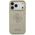 Husă Guess Fixed Glitter Big 4G Metal Frame pentru iPhone 17 Pro Max – auriu — imagine 3