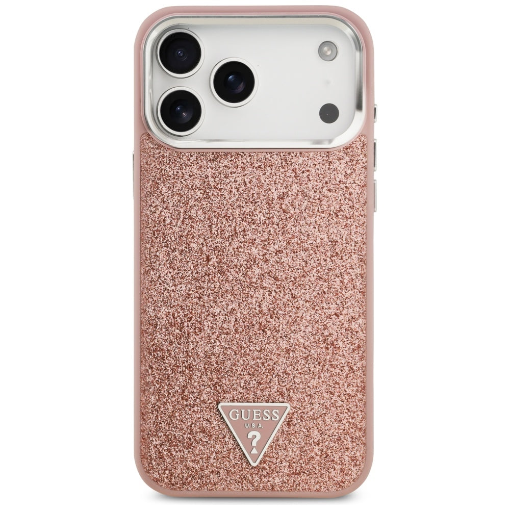Husă Guess Glitter Triangle Logo MagSafe pentru iPhone 17 Pro Max – roz — imagine 2