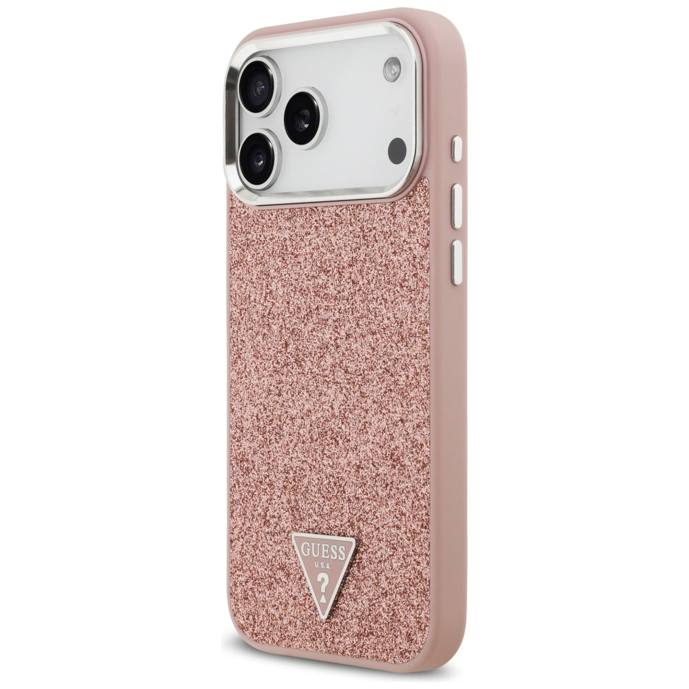Husă Guess Glitter Triangle Logo MagSafe pentru iPhone 17 Pro Max – roz — imagine 3