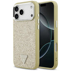 Husă Guess Glitter Triangle Logo MagSafe pentru iPhone 17 Pro Max – auriu — imagine 1