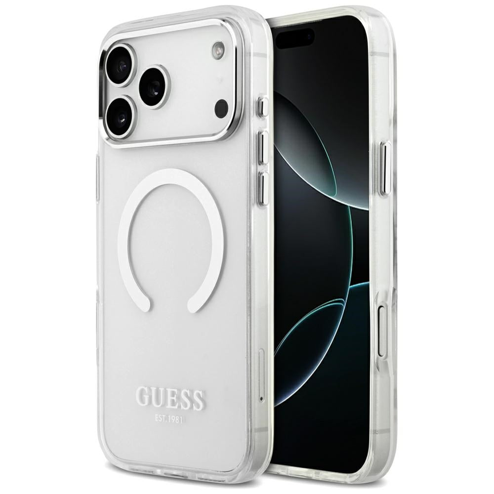 Husă Guess Metal Outline MagSafe pentru iPhone 17 Pro Max – argintiu (GUHMP17XHTRMS) — imagine 1