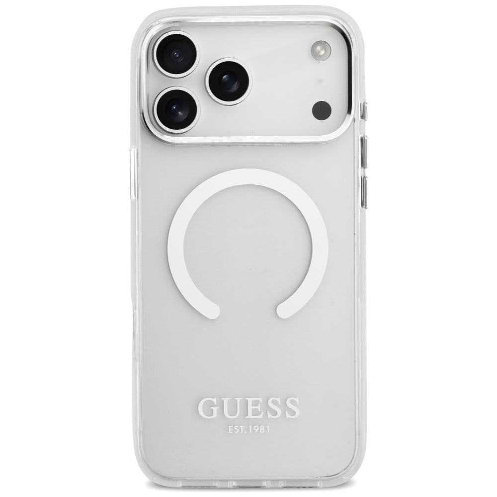 Husă Guess Metal Outline MagSafe pentru iPhone 17 Pro Max – argintiu (GUHMP17XHTRMS) — imagine 4