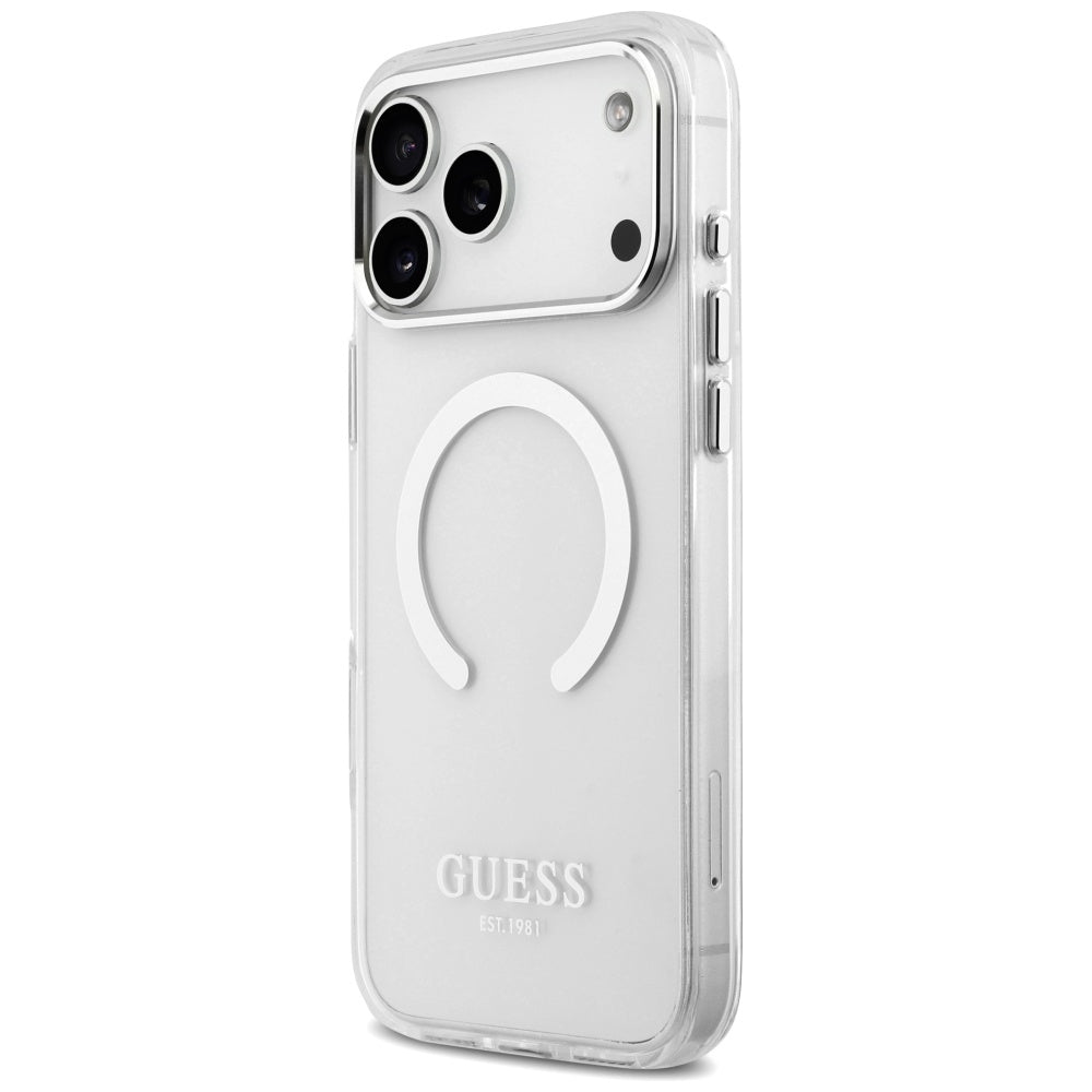 Husă Guess Metal Outline MagSafe pentru iPhone 17 Pro Max – argintiu (GUHMP17XHTRMS) — imagine 5
