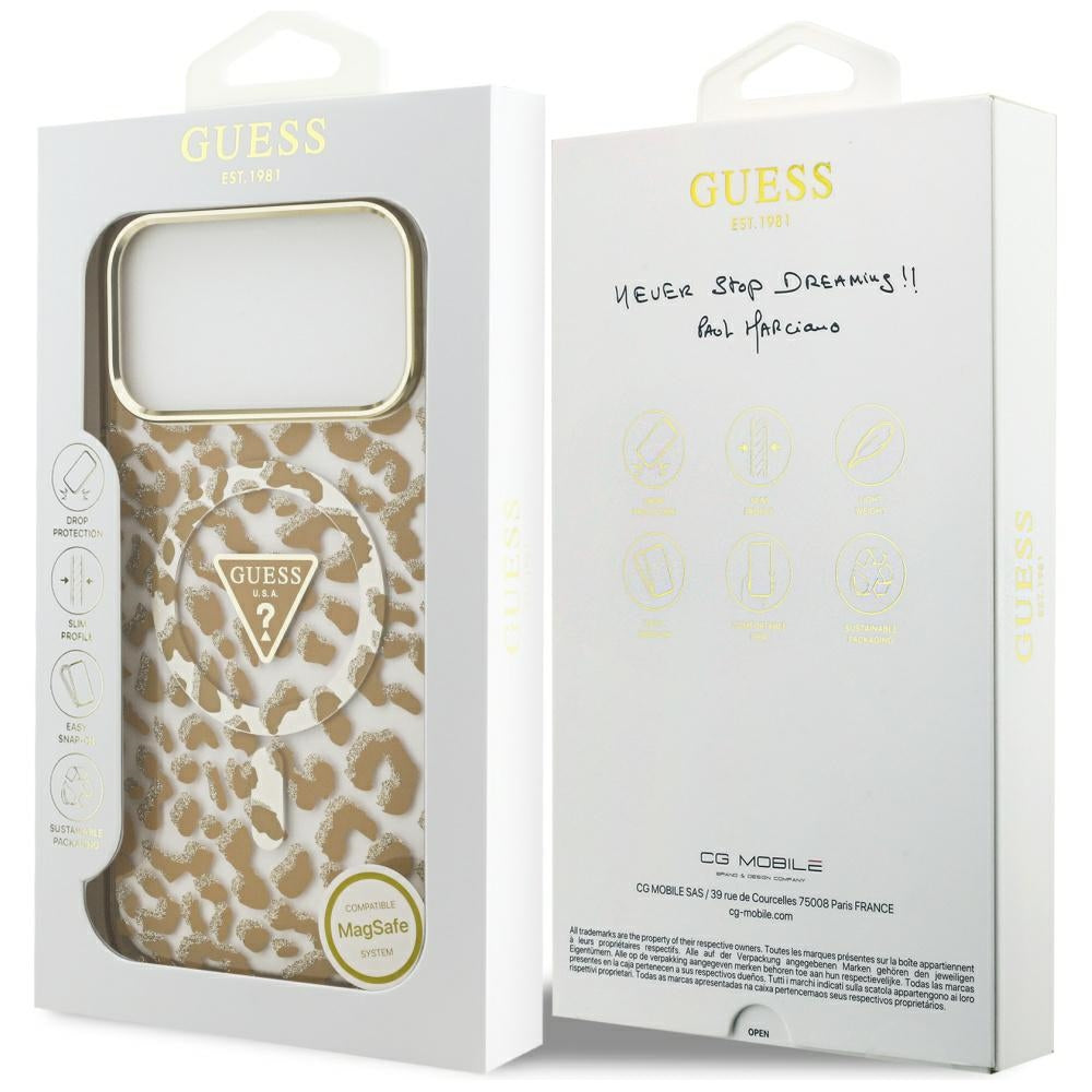 Husă Guess Leopard Glitter MagSafe pentru iPhone 17 Pro Max – maro — imagine 7