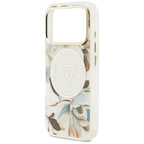 Husă Guess IML Metal Glitter Flowers Triangle MagSafe pentru iPhone 17 Pro Max – alb — imagine 2