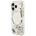 Husă Guess IML Metal Glitter Flowers Triangle MagSafe pentru iPhone 17 Pro Max – alb — imagine 6