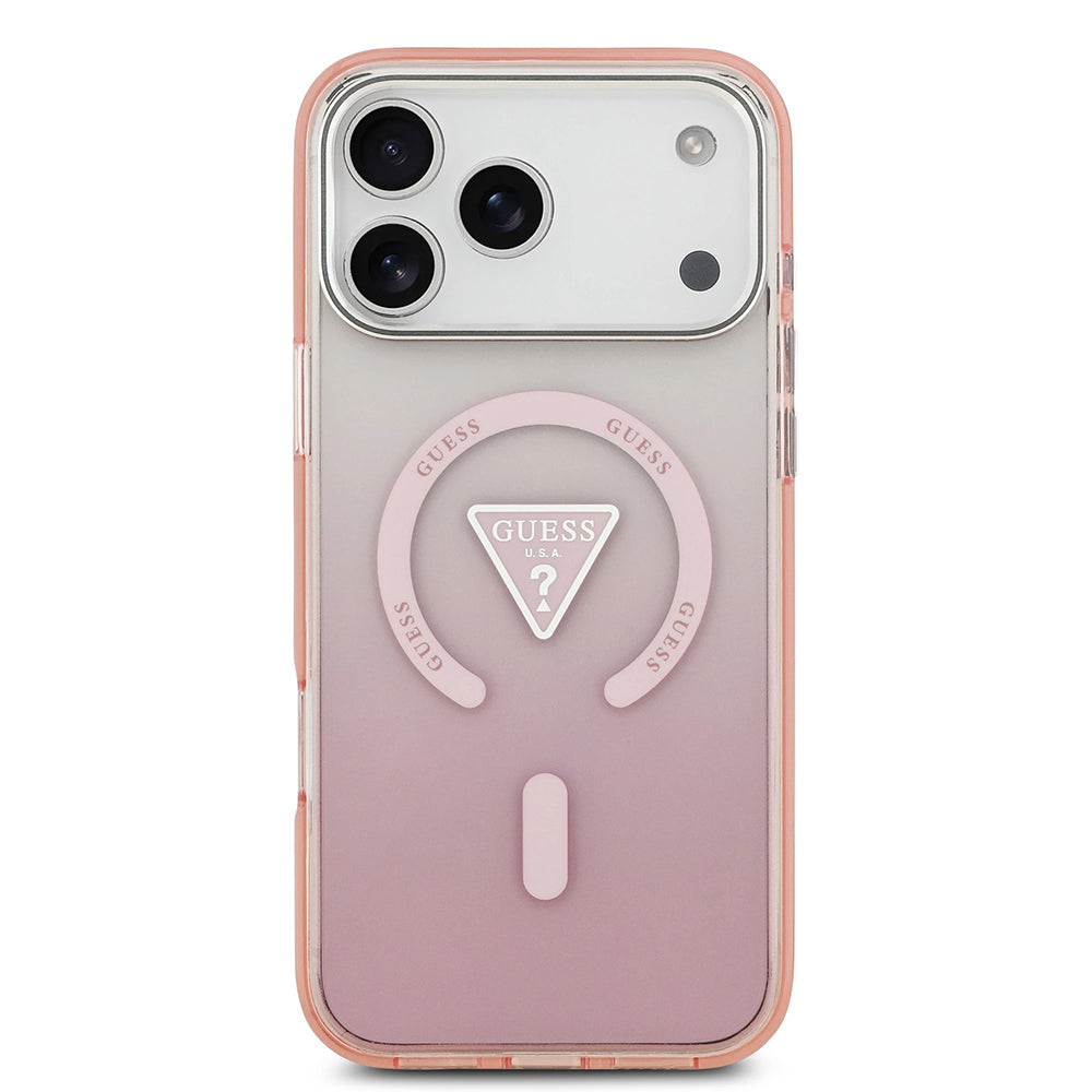 Husă Guess IML Gradient Triangle Logo MagSafe pentru iPhone 17 Pro Max – roz — imagine 2