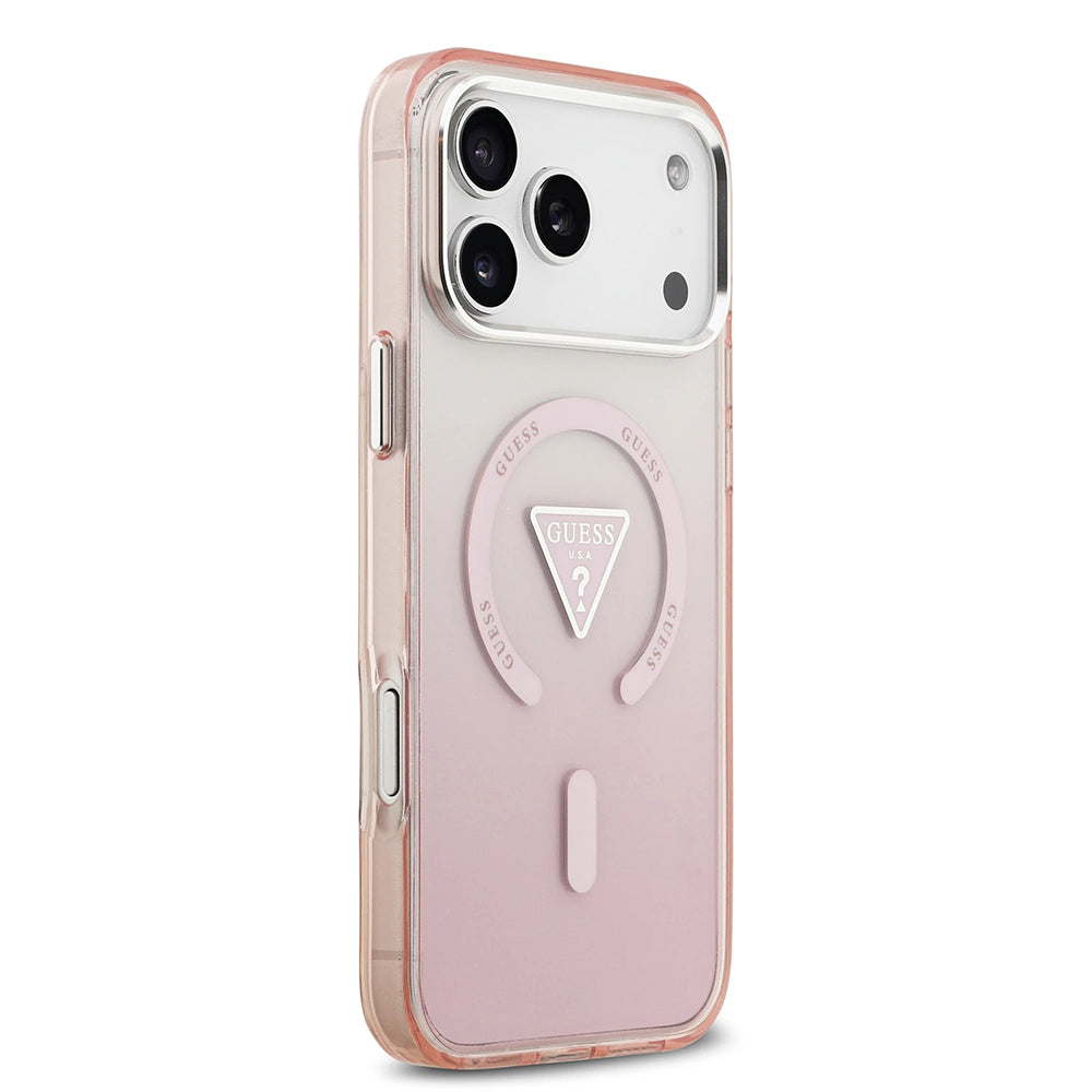 Husă Guess IML Gradient Triangle Logo MagSafe pentru iPhone 17 Pro Max – roz — imagine 3