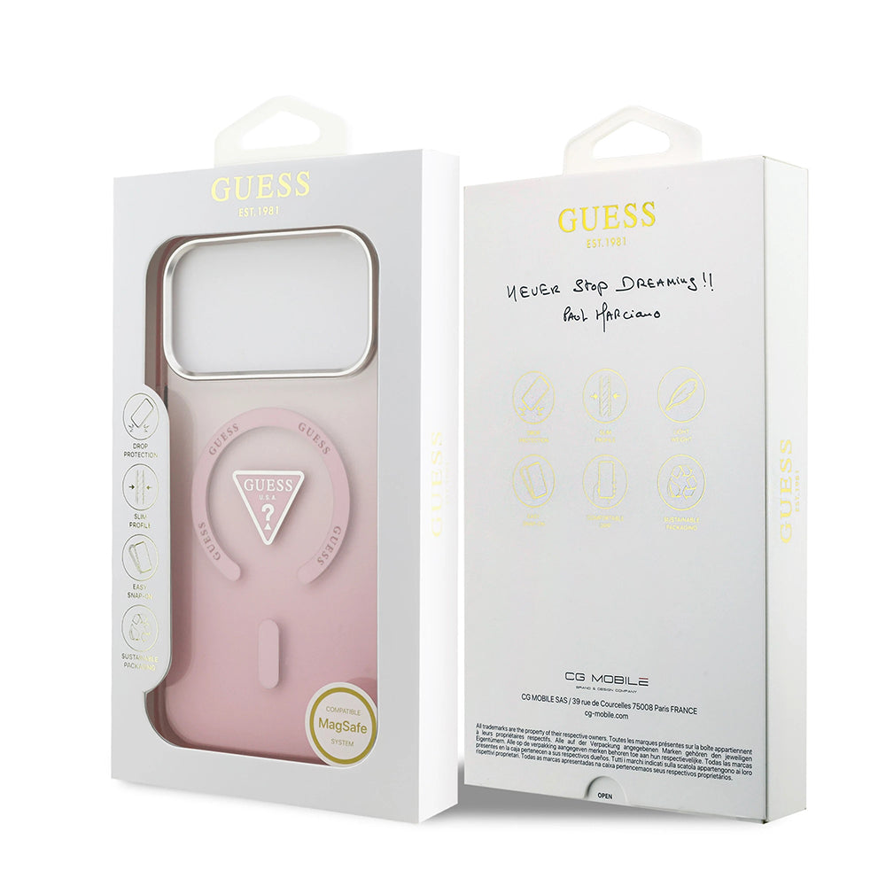 Husă Guess IML Gradient Triangle Logo MagSafe pentru iPhone 17 Pro Max – roz — imagine 7