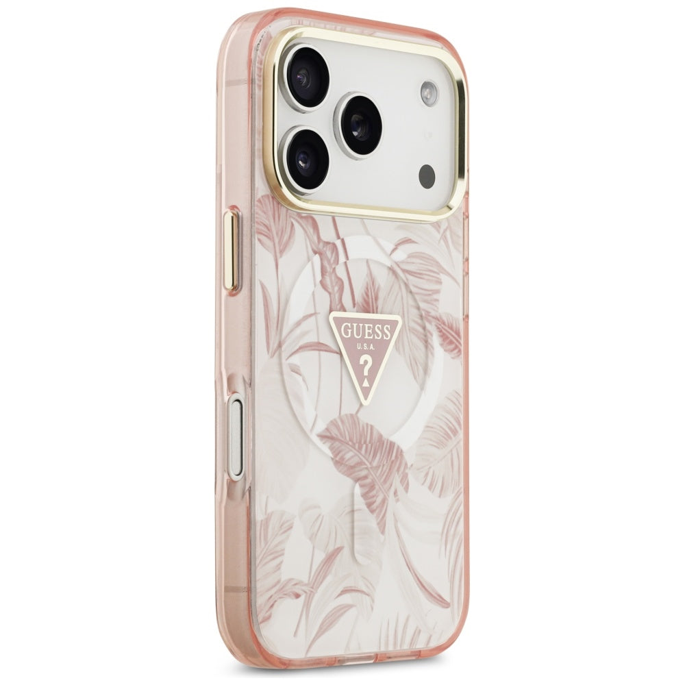 Husă Guess Jungle Tonal Triangle MagSafe pentru iPhone 17 Pro Max – roz — imagine 2
