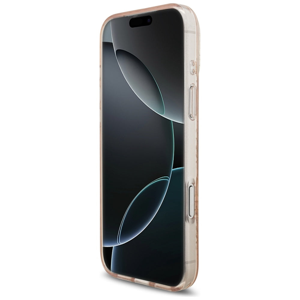 Husă Guess IML Flowers Allover Electroplated with Pearl Strap MagSafe pentru iPhone 17 Pro Max – roz — imagine 6