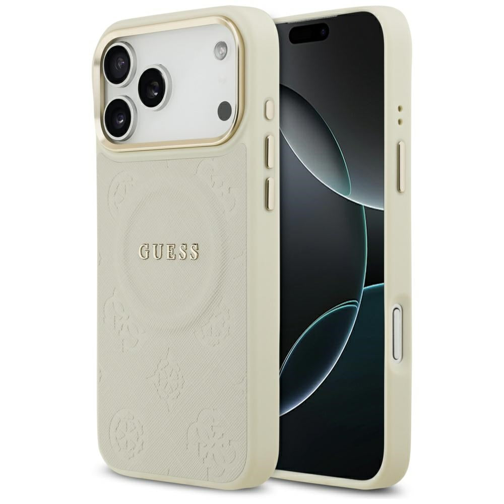 Husă Guess Peony Hot Stamp MagSafe pentru iPhone 17 Pro Max – bej — imagine 1