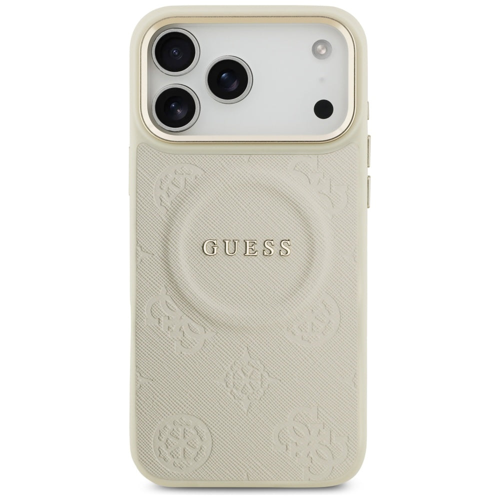 Husă Guess Peony Hot Stamp MagSafe pentru iPhone 17 Pro Max – bej — imagine 2