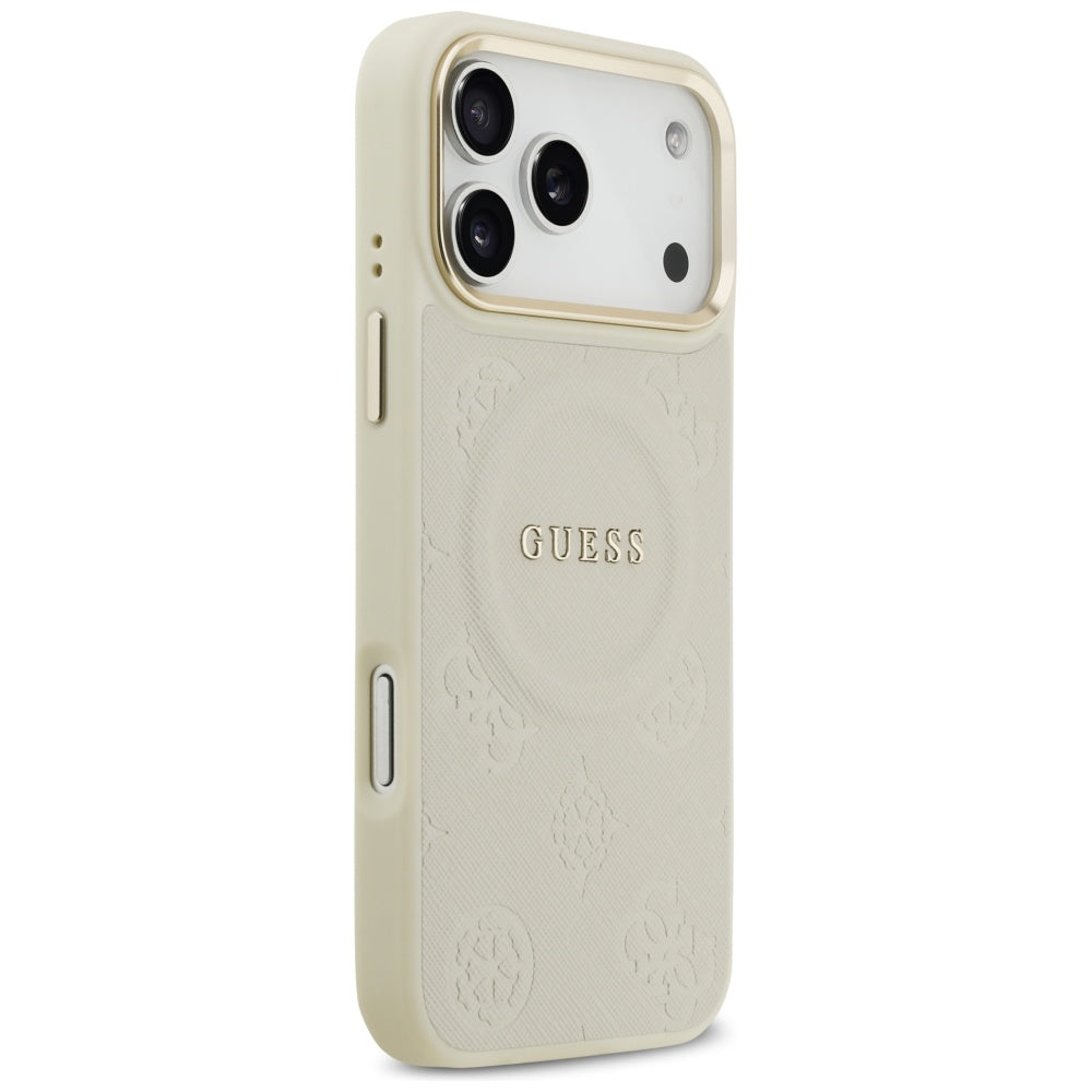 Husă Guess Peony Hot Stamp MagSafe pentru iPhone 17 Pro Max – bej — imagine 3