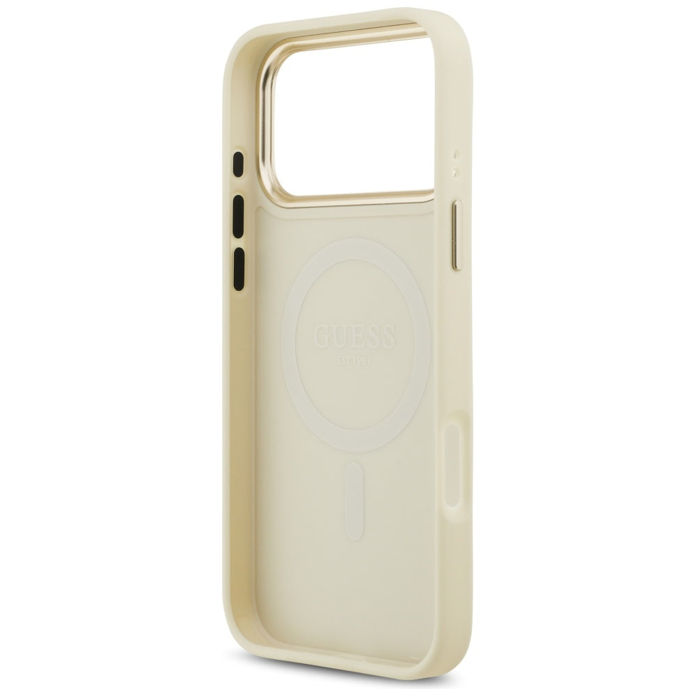 Husă Guess Peony Hot Stamp MagSafe pentru iPhone 17 Pro Max – bej — imagine 4