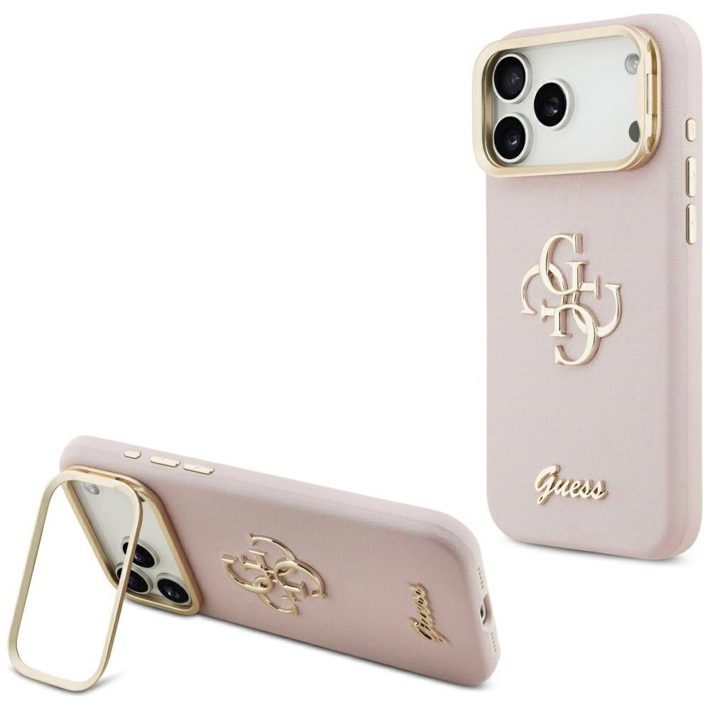 Husă Guess Grained Big 4G Stand Camera pentru iPhone 17 Pro Max – roz — imagine 1