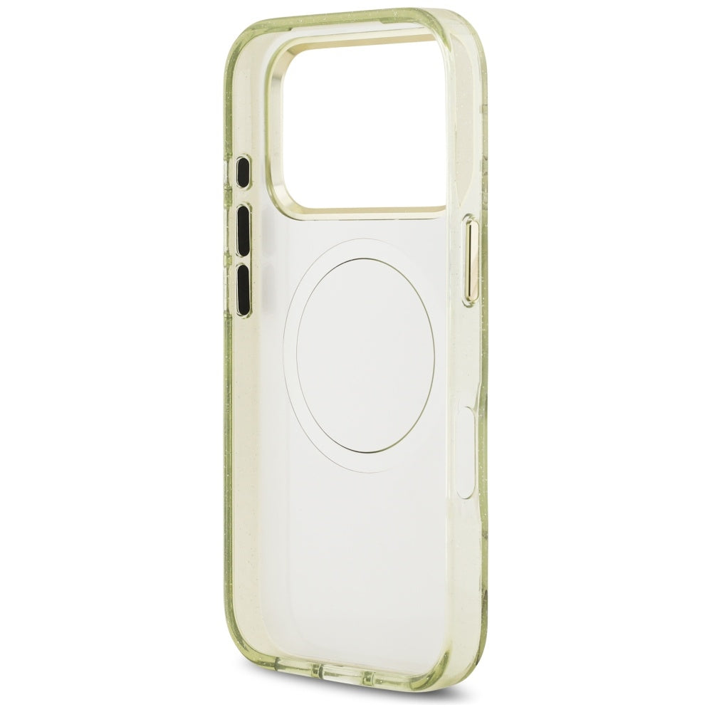 Husă Guess IML Metal Glitter Flowers Triangle MagSafe pentru iPhone 17 Pro Max – verde — imagine 4