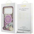 Husă Guess IML Glitter Flowers Triangle MagSafe pentru iPhone 17 Pro Max – mov — imagine 7