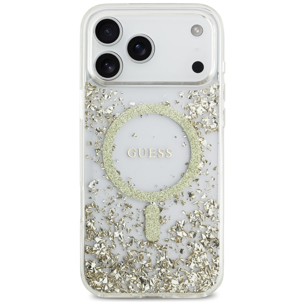 Husă Guess Resin Bottom Glitter MagSafe pentru iPhone 17 Pro Max – auriu (GUHMP17XRGRGED) — imagine 3