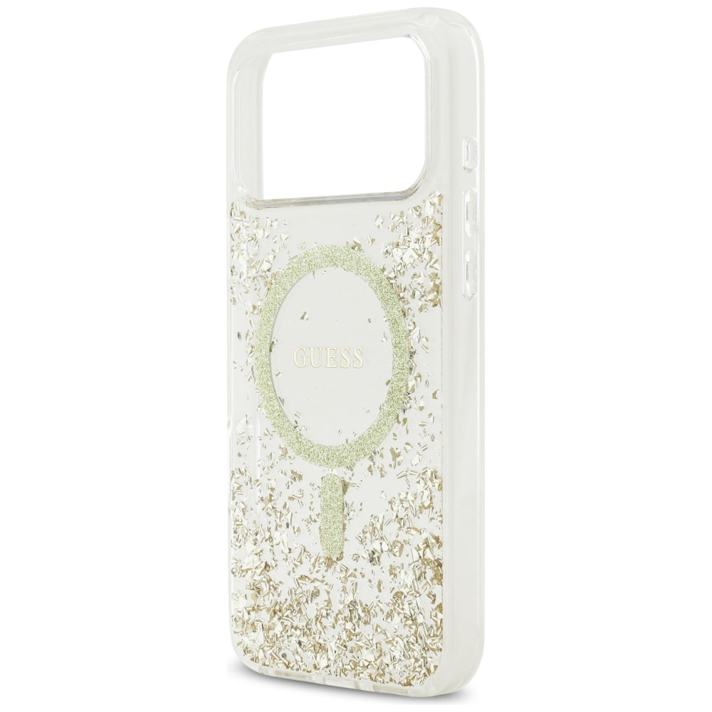 Husă Guess Resin Bottom Glitter MagSafe pentru iPhone 17 Pro Max – auriu (GUHMP17XRGRGED) — imagine 4