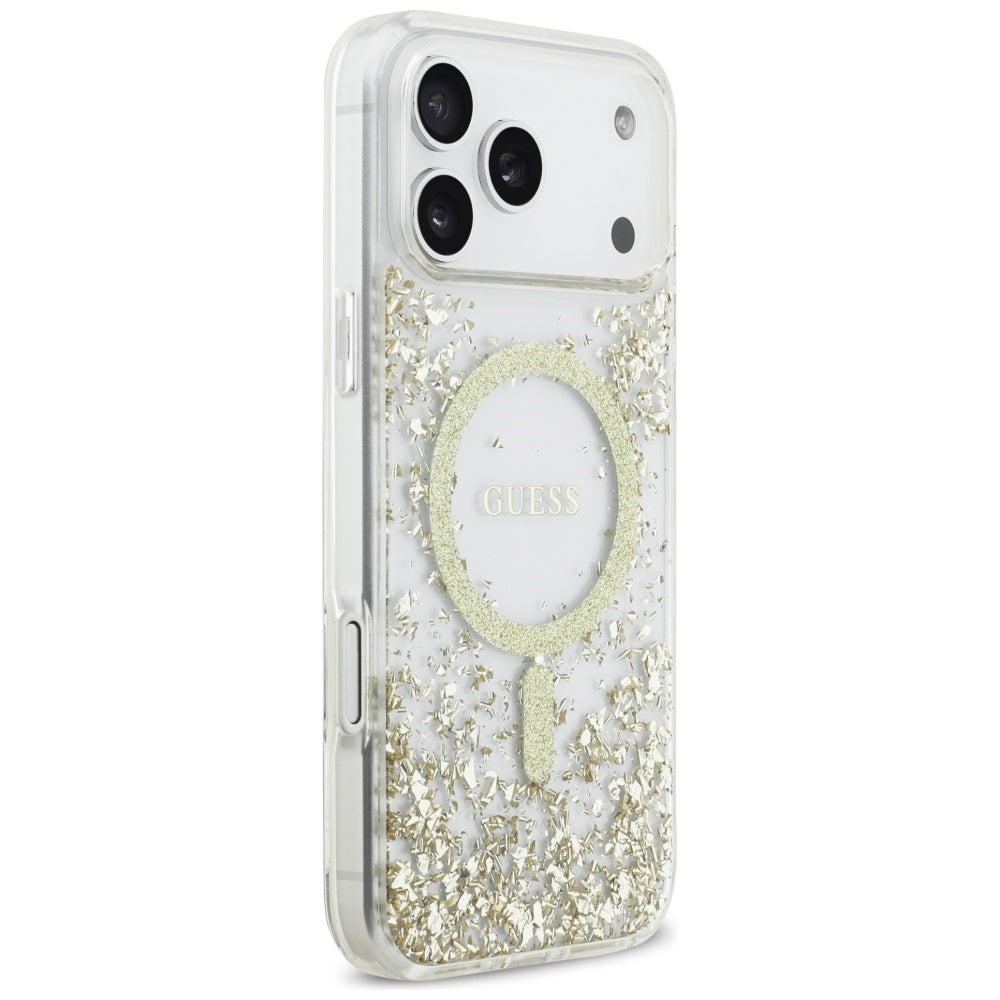 Husă Guess Resin Bottom Glitter MagSafe pentru iPhone 17 Pro Max – auriu (GUHMP17XRGRGED) — imagine 5