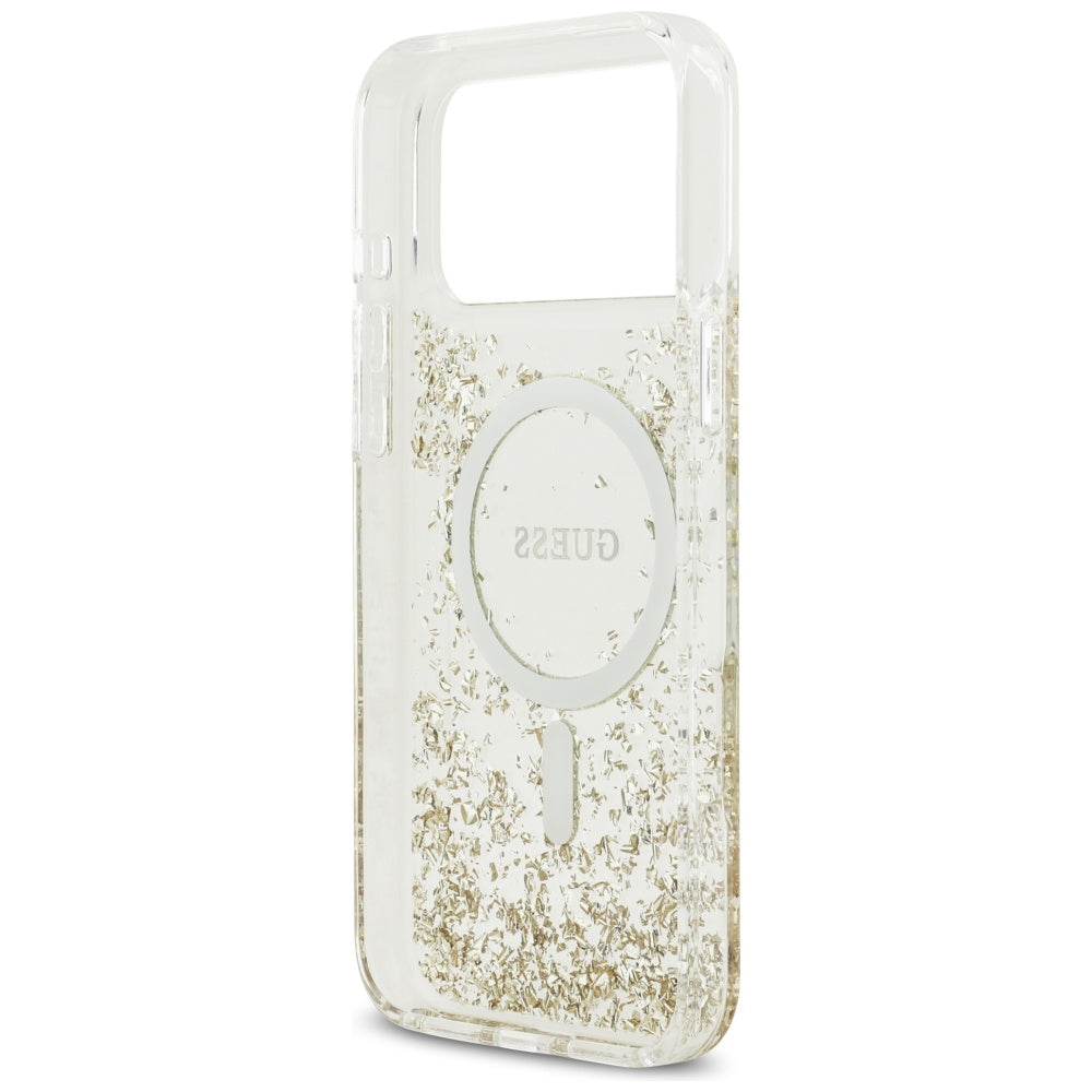 Husă Guess Resin Bottom Glitter MagSafe pentru iPhone 17 Pro Max – auriu (GUHMP17XRGRGED) — imagine 6