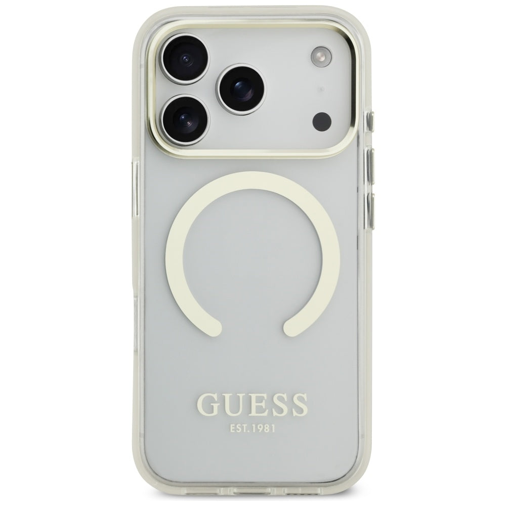 Husă Guess Metal Outline MagSafe pentru iPhone 17 Pro Max – auriu (GUHMP17XHTRMD) — imagine 2