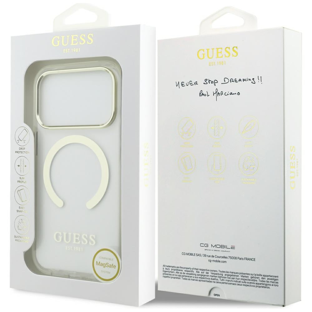 Husă Guess Metal Outline MagSafe pentru iPhone 17 Pro Max – auriu (GUHMP17XHTRMD) — imagine 7