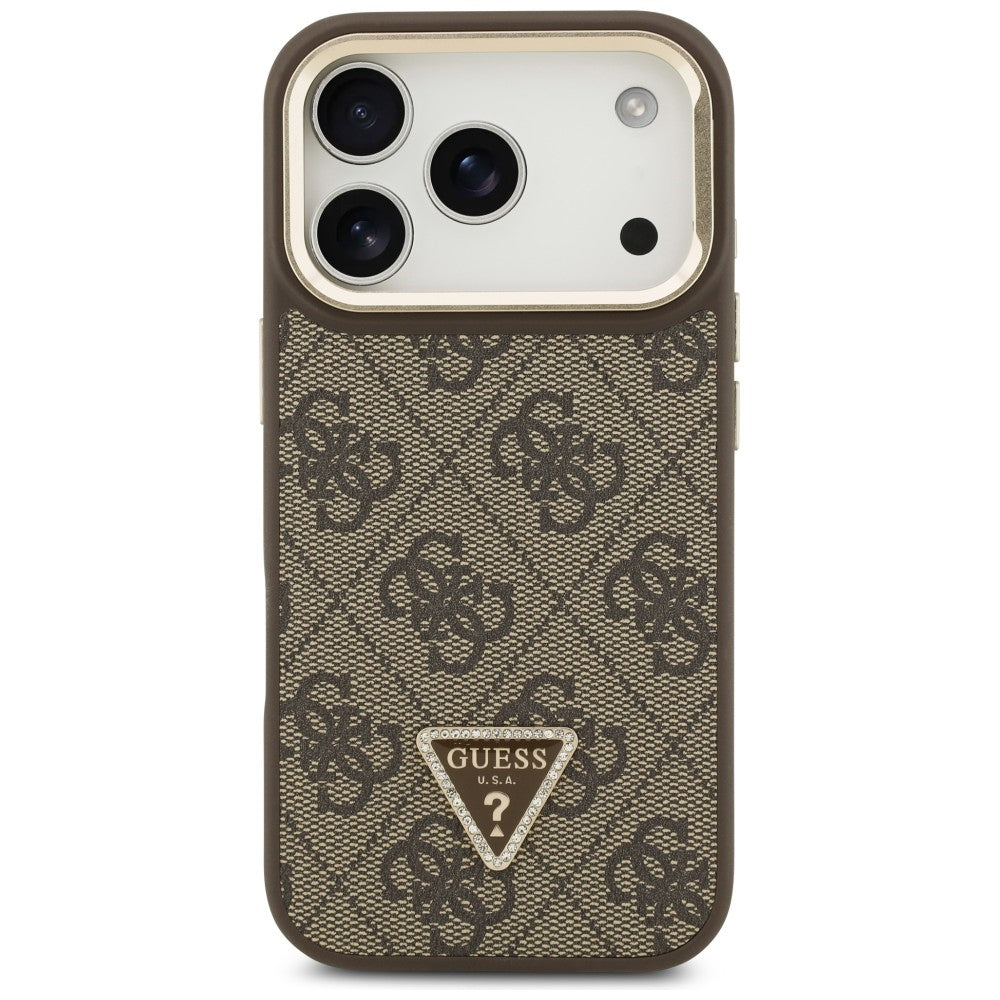 Husă Guess Hardcase 4G Triangle Logo MagSafe with Stand Camera pentru iPhone 17 Pro Max – maro — imagine 2