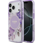 Husă Guess IML Flower & Tonal Circle MagSafe pentru iPhone 17 Pro Max – mov — imagine 1