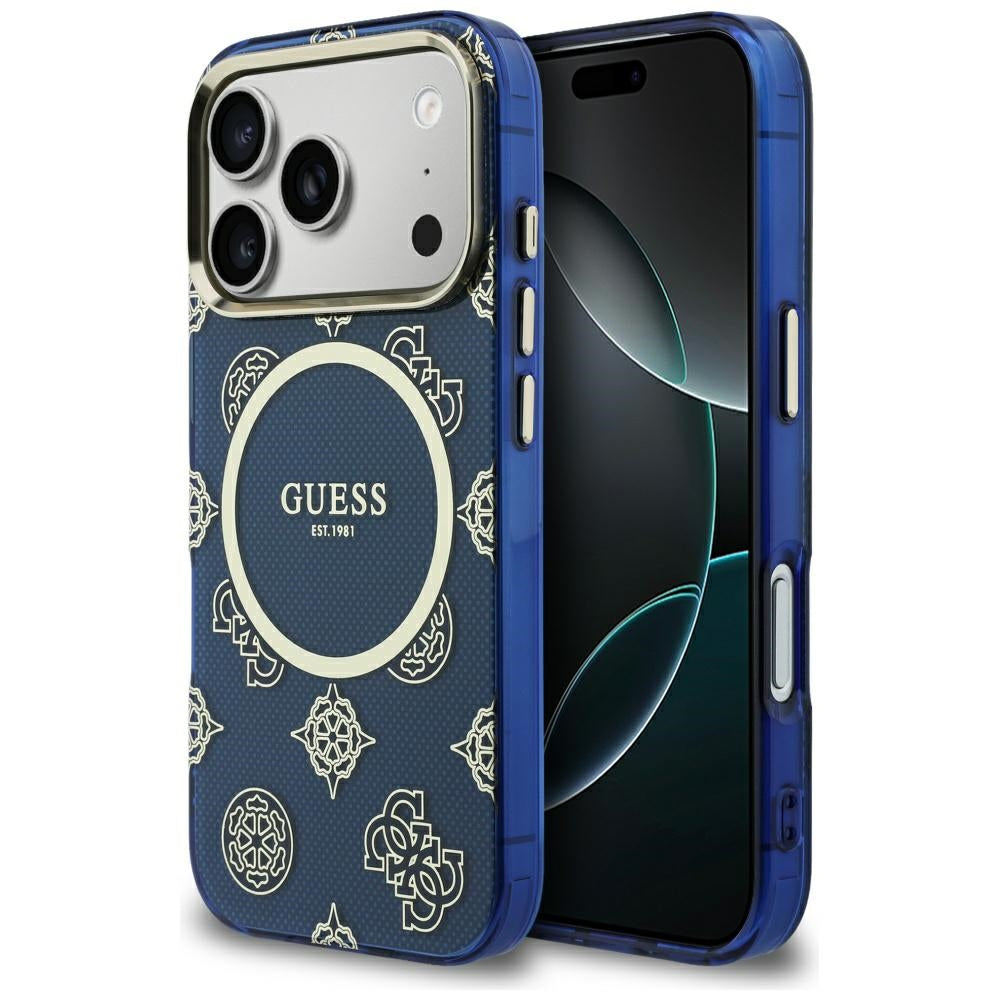 Husă Guess IML Peony Dot MagSafe pentru iPhone 17 Pro Max – albastru — imagine 1