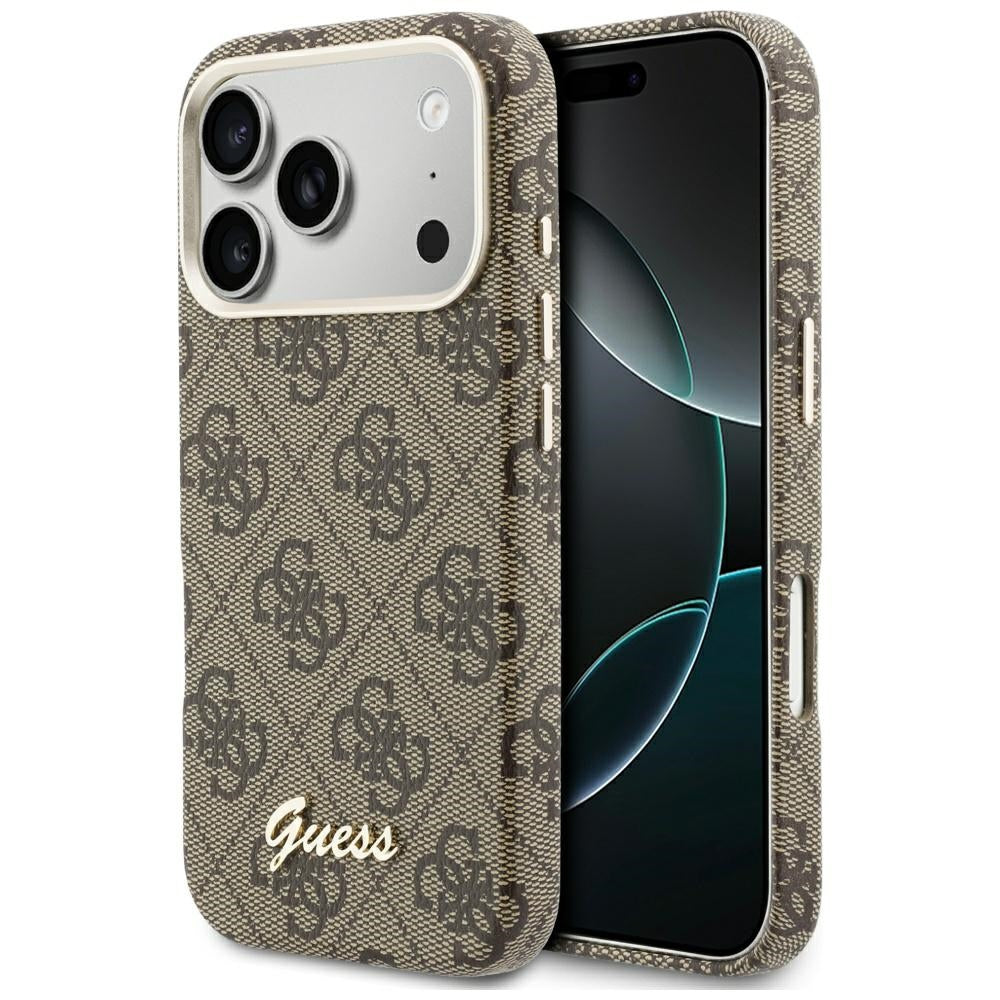 Husă Guess 4G Script MagSafe pentru iPhone 17 Pro Max – maro — imagine 1