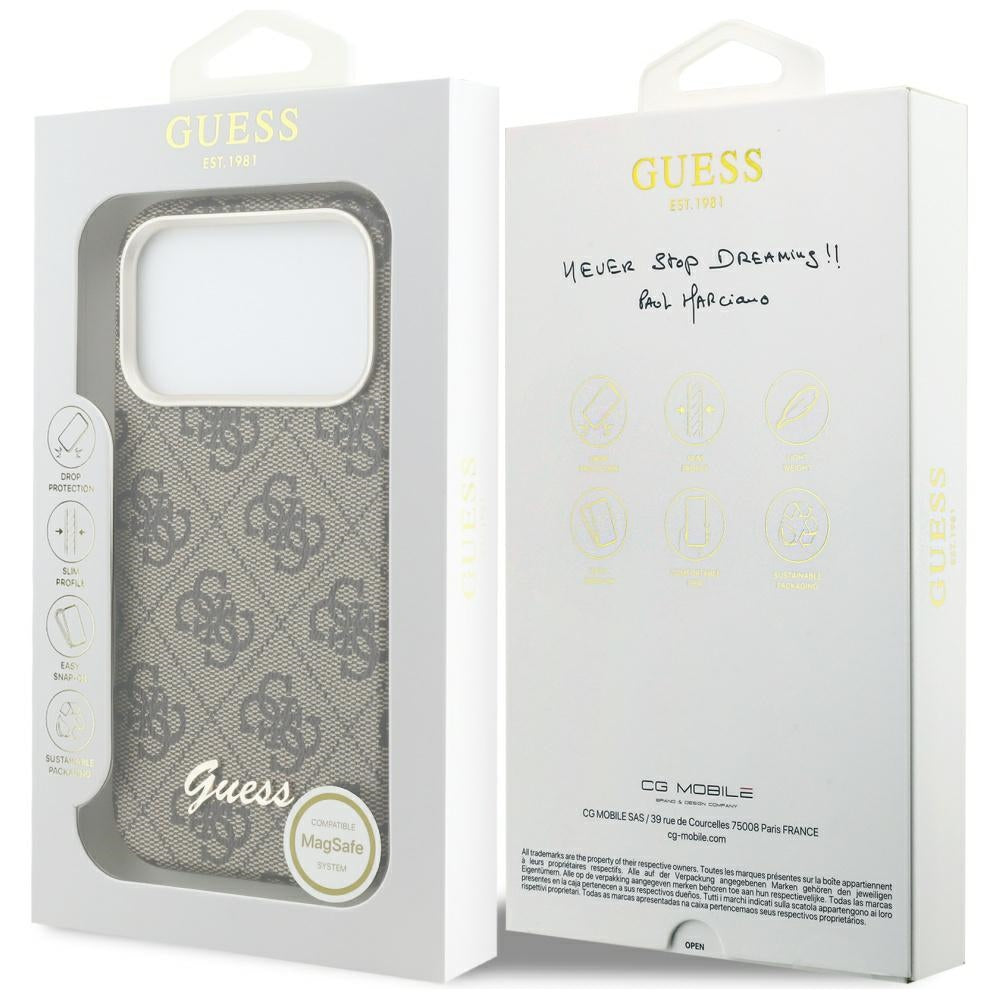 Husă Guess 4G Script MagSafe pentru iPhone 17 Pro Max – maro — imagine 7
