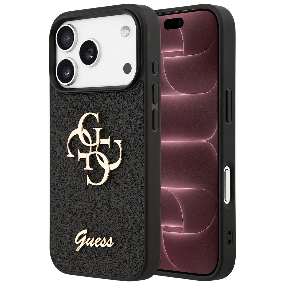 Husă Guess Fixed Glitter Big 4G pentru iPhone 17 Pro Max – negru (GUHCP18XHG4SGK) — imagine 1