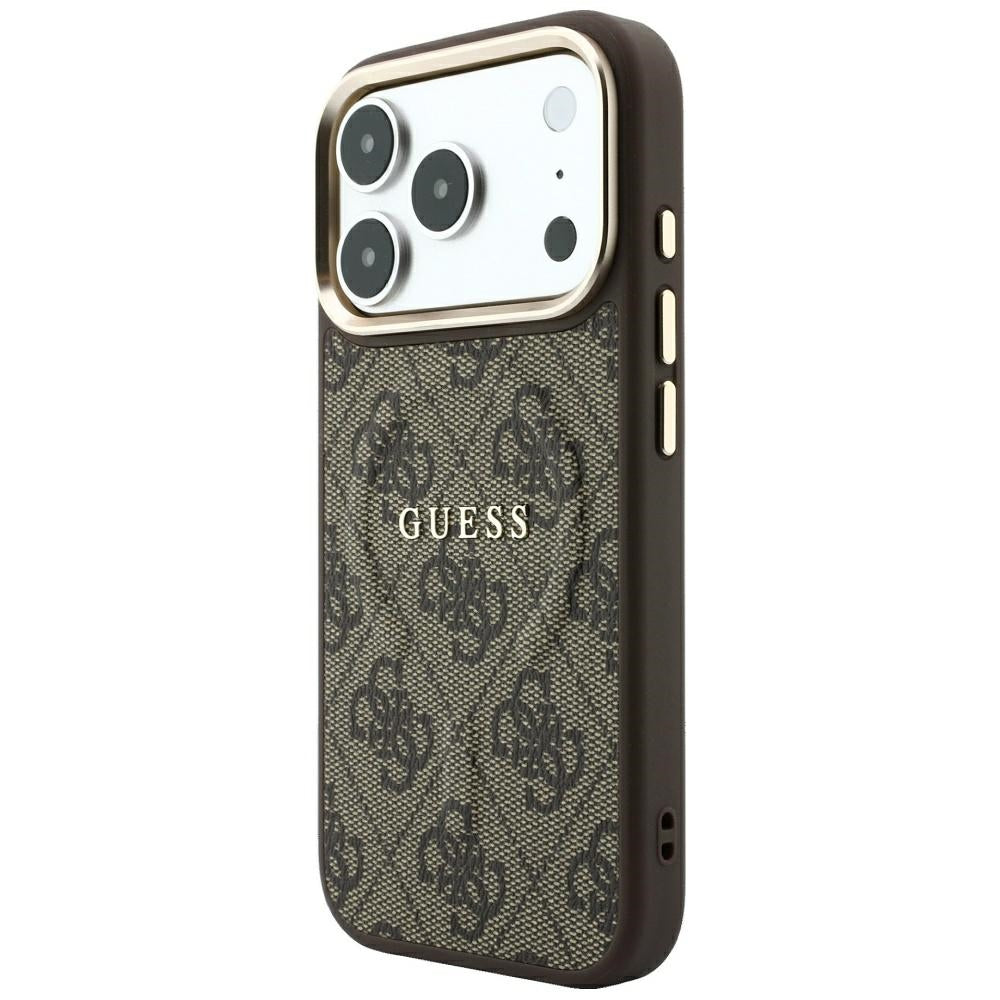 Husă Guess 4G Embossed Classic MagSafe pentru iPhone 17 Pro Max – maro — imagine 4
