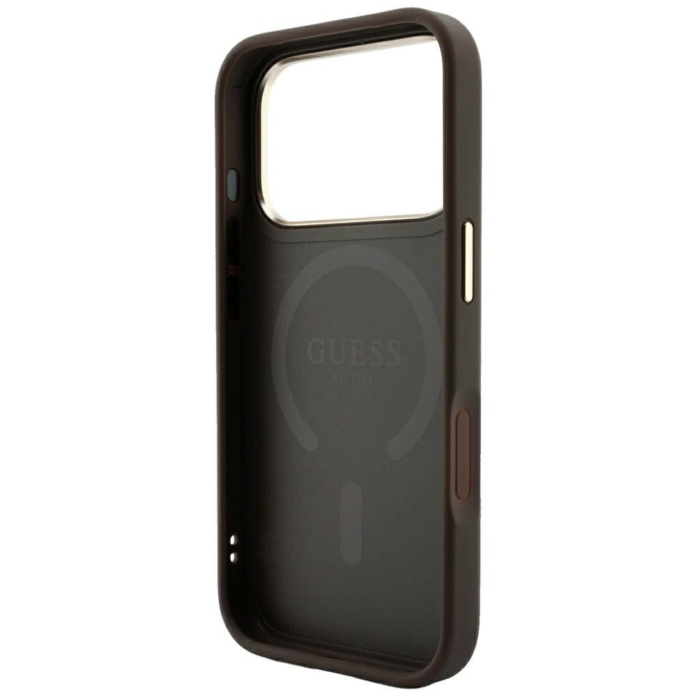 Husă Guess 4G Embossed Classic MagSafe pentru iPhone 17 Pro Max – maro — imagine 6