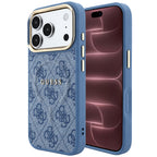 Husă Guess 4G Embossed Classic MagSafe pentru iPhone 17 Pro Max – albastru — imagine 1