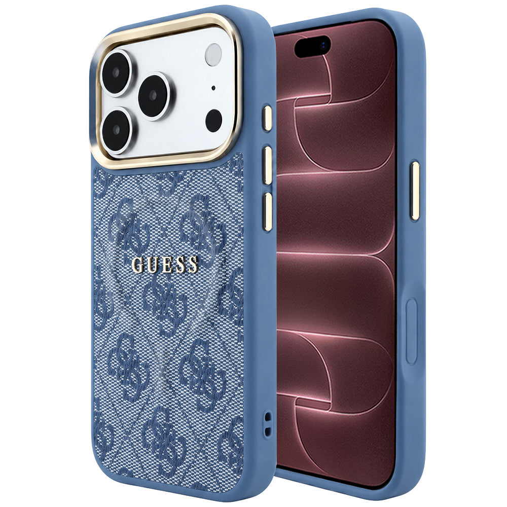 Husă Guess 4G Embossed Classic MagSafe pentru iPhone 17 Pro Max – albastru — imagine 1